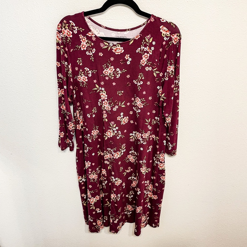 Time and Tru Burgundy Floral Dress size L
